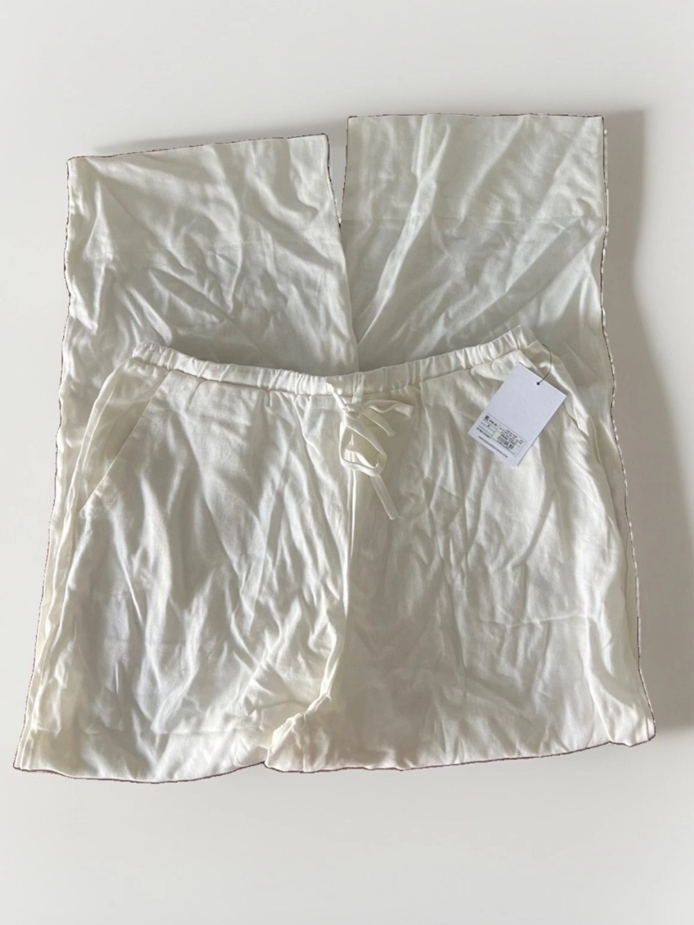 Solid & Striped Women Mid-Rise Drawstring Linen Blend Pull-On Pants - white S - Picture 5 of 9